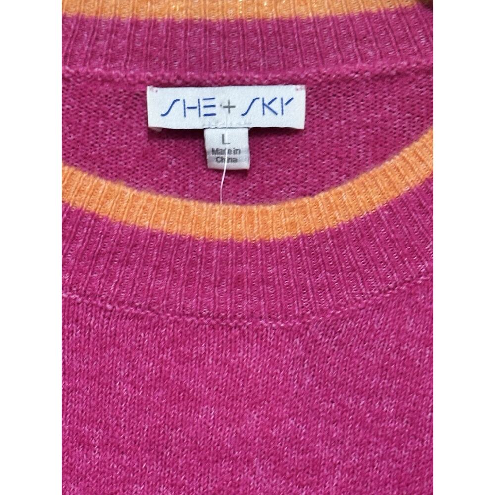 SHE + SKY KNIT Sweater Size Large Pink Orange - Picture 2 of 7